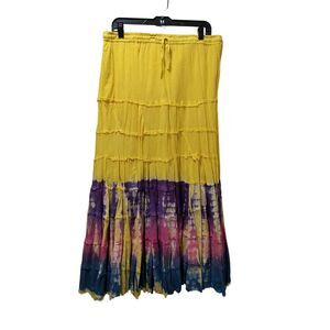 SOL Maxi Skirt 3X Tie Dye Yellow Purple Magenta Blue *READ*